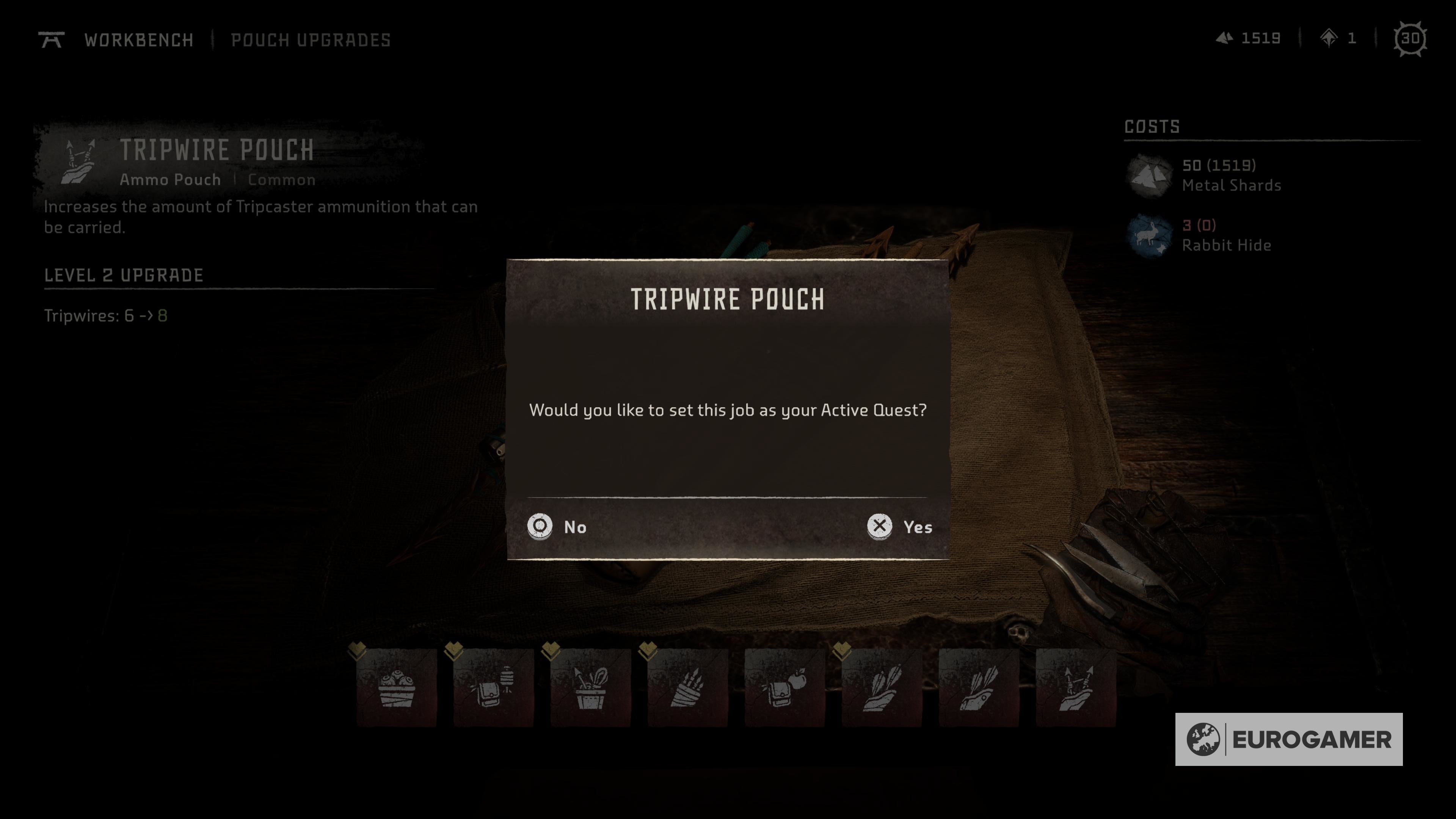 Horizon Forbidden West inventory upgrades How to find pouch upgrade